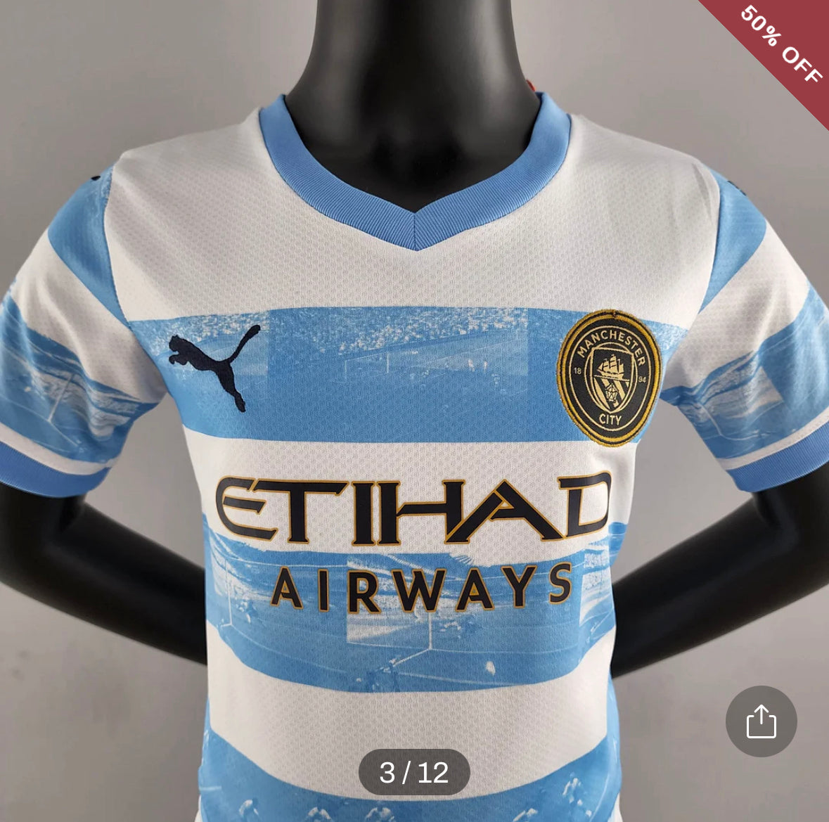 2022/2023 Manchester City Limited Edition Blue And White Football Shirt kids