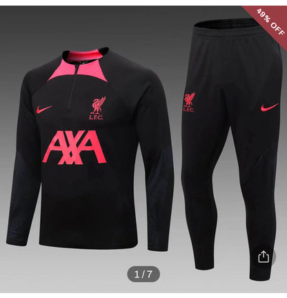 2022/2023 Liverpool Half-Pull Training Suit Black Jersey