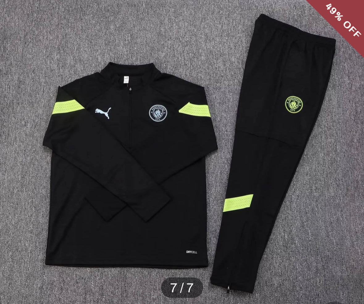 2022/2023 Manchester City Half-Pull Training Suit Black Football Shirt