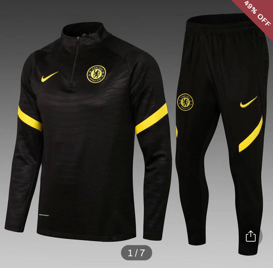 2021/2022 Chelsea Half-Pull Training Suit Black Football Shirt