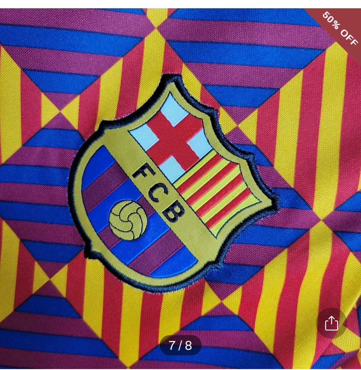 2023/2024 Barcelona Training Wear Striped Plaid Jersey