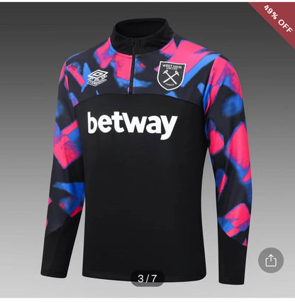 2022/2023 West Ham United Half-Pull Training Suit Black Football Shirt