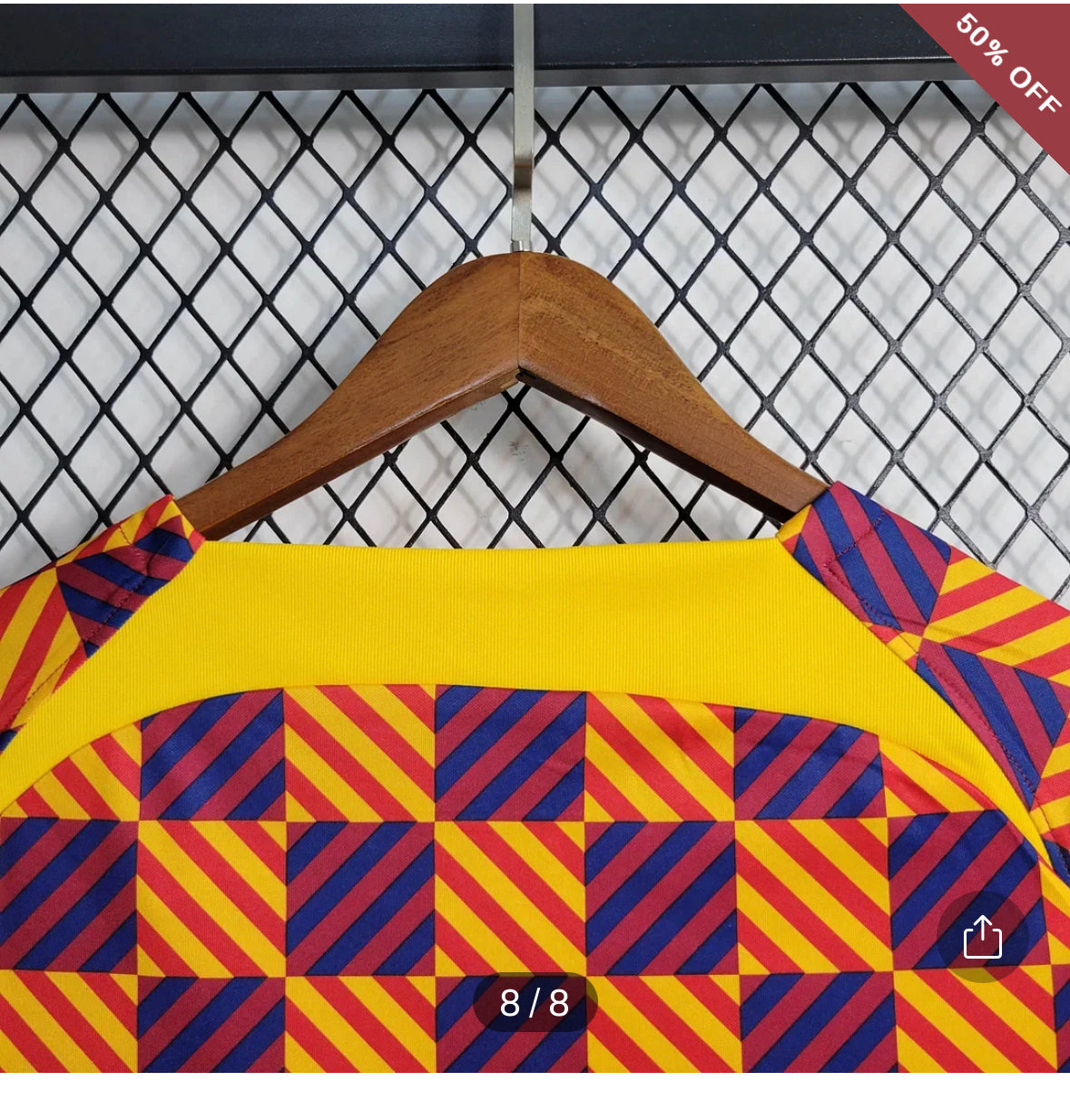 2023/2024 Barcelona Training Wear Striped Plaid Jersey