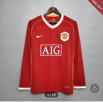 2006-2007 Retro Long Sleeve Manchester United Home Football Shirt