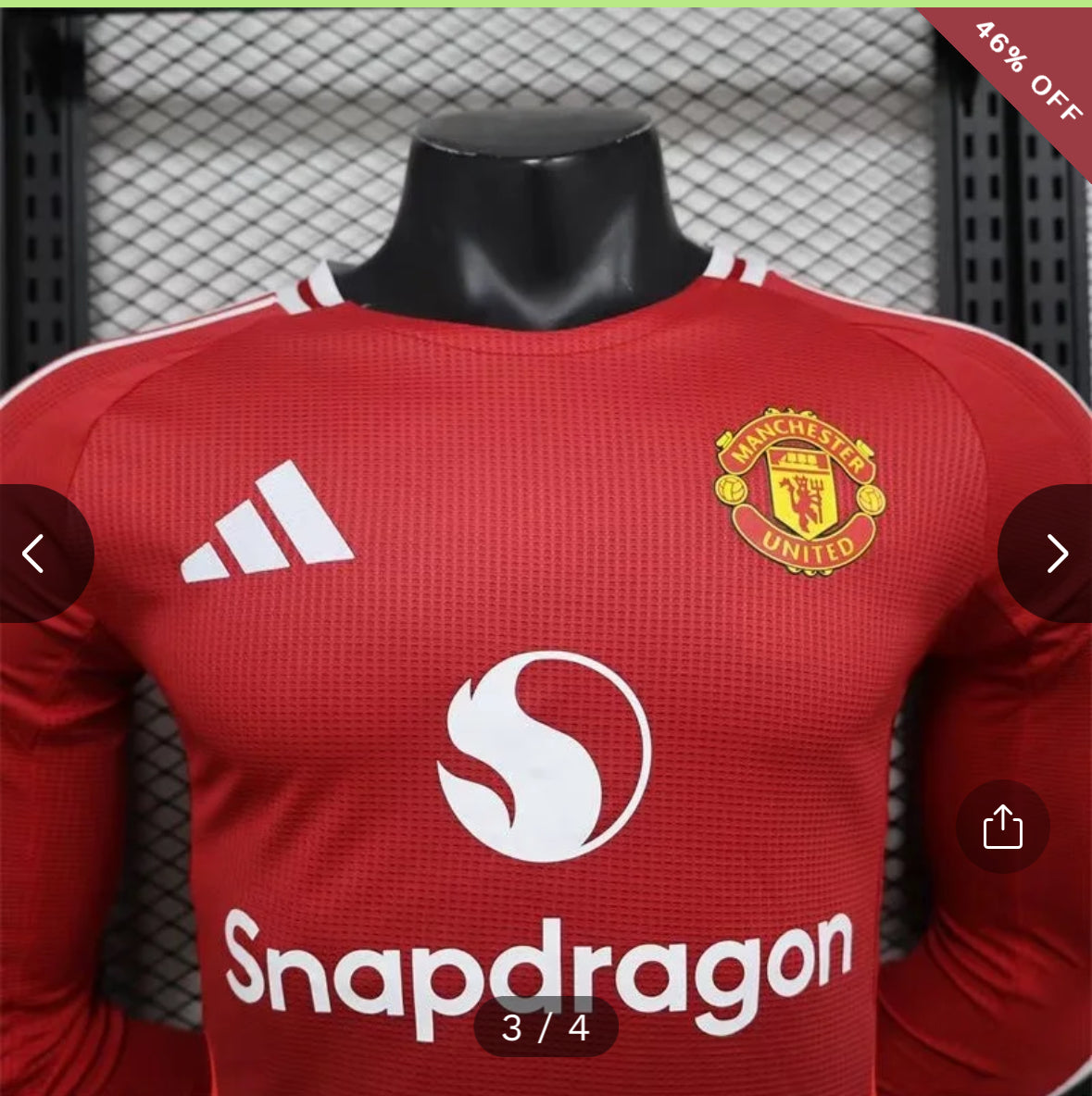 2024/2025 Player Version Manchester United Home Long Sleeve Football Shirt New in