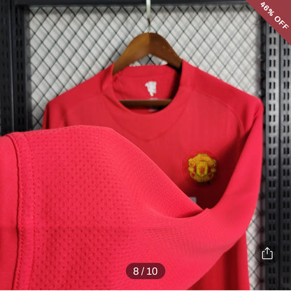 2007-2008 Retro Long Sleeve Manchester United Home Football Shirt