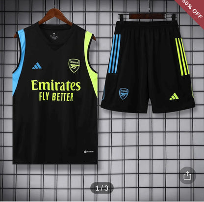 2023/2024 Arsenal pre-match training Black Jersey+Shorts