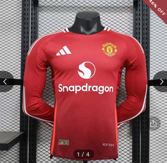 2024/2025 Player Version Manchester United Home Long Sleeve Football Shirt New in