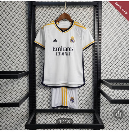 2023/2024 Real Madrid Home Football Shirt & Shorts Kids Size