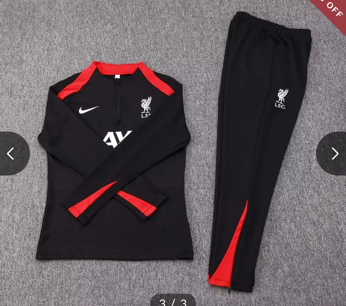 2024/2025 Liverpool Half-Pull Training Suit Black Jersey New in