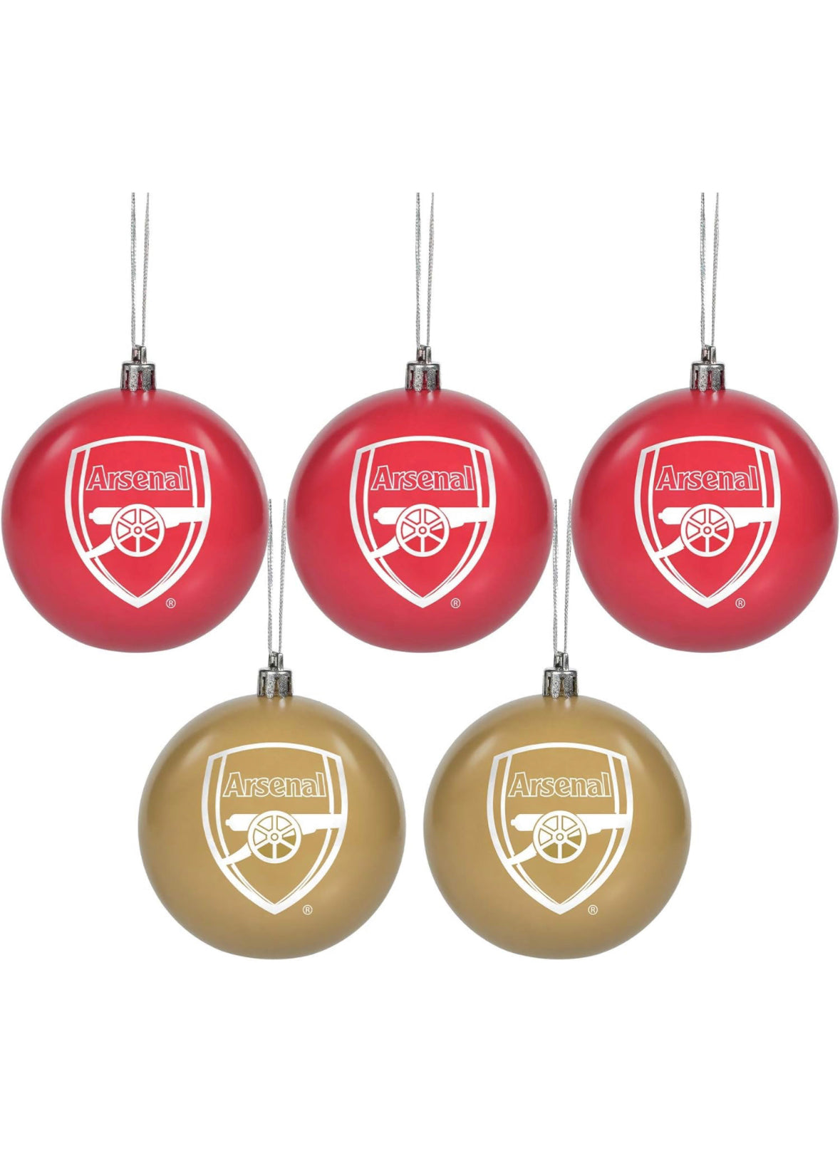 Arsenal 5 Pack Christmas Baubles