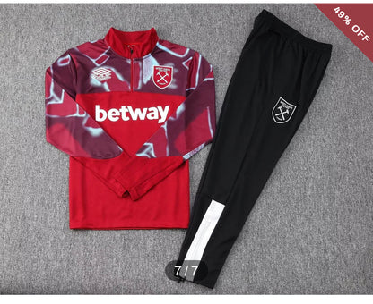 2022/2023 West Ham United Half-Pull Training Suit Red Football Shirt