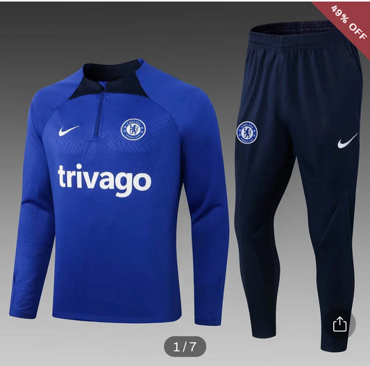 2022/2023 Chelsea Half-Pull Training Suit Blue Football Shirt