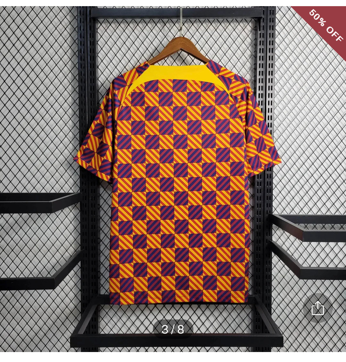 2023/2024 Barcelona Training Wear Striped Plaid Jersey