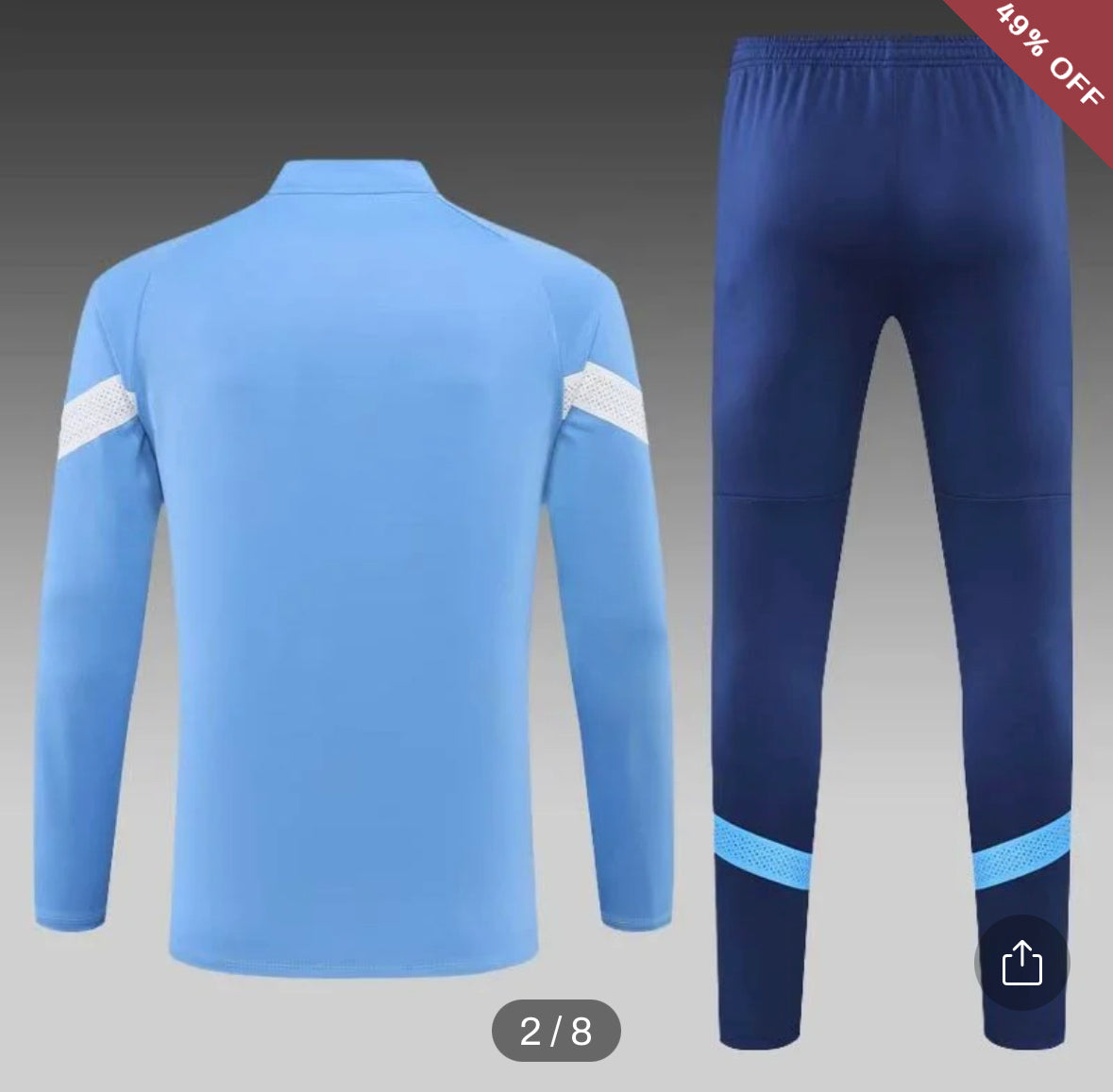 2022/2023 Manchester City Half-Pull Training Suit Blue Football Shirt