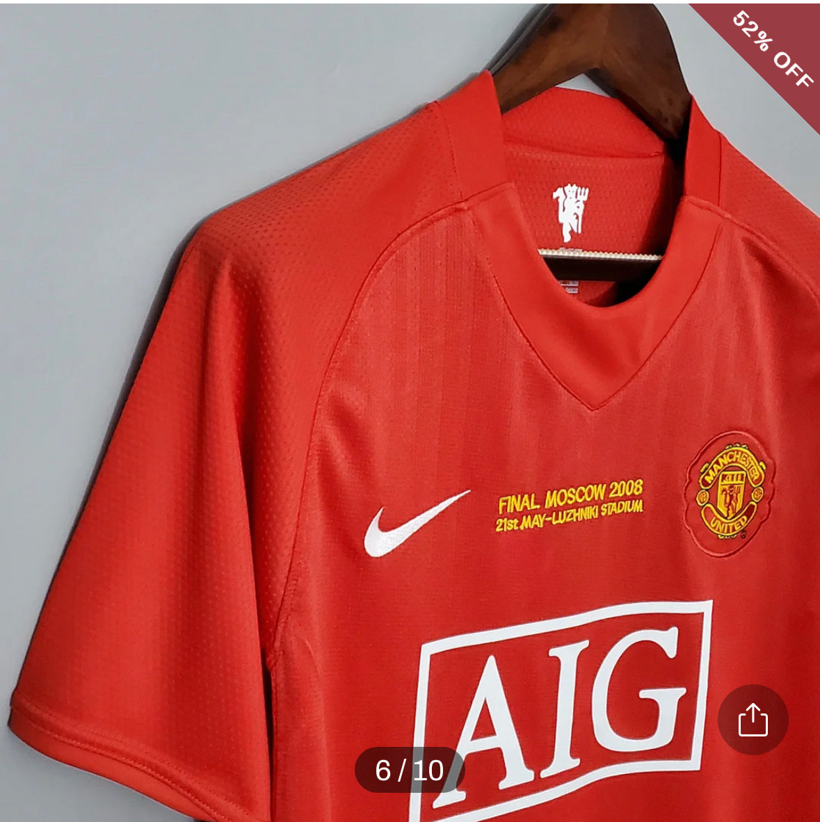 2007/2008 Retro Manchester United Home Champions League Edition Football Shirt