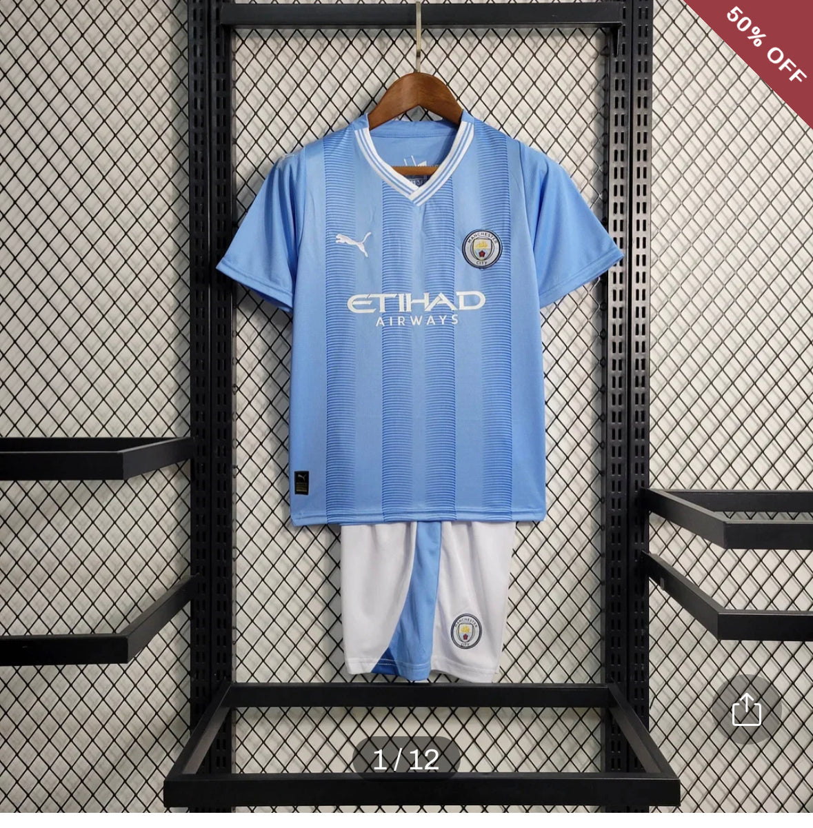 2023/2024 Kids Size Manchester City Home Football Shirt & Shorts