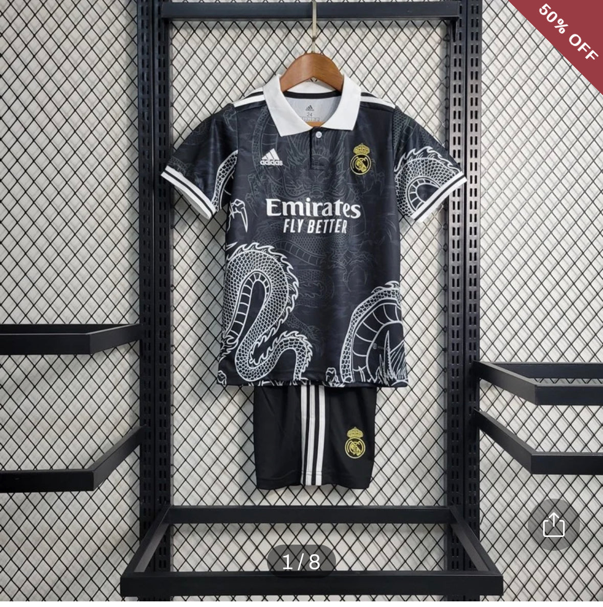 2023/2024 Kids Size Real Madrid Chinese Dragon Black Football Shirt & Shorts