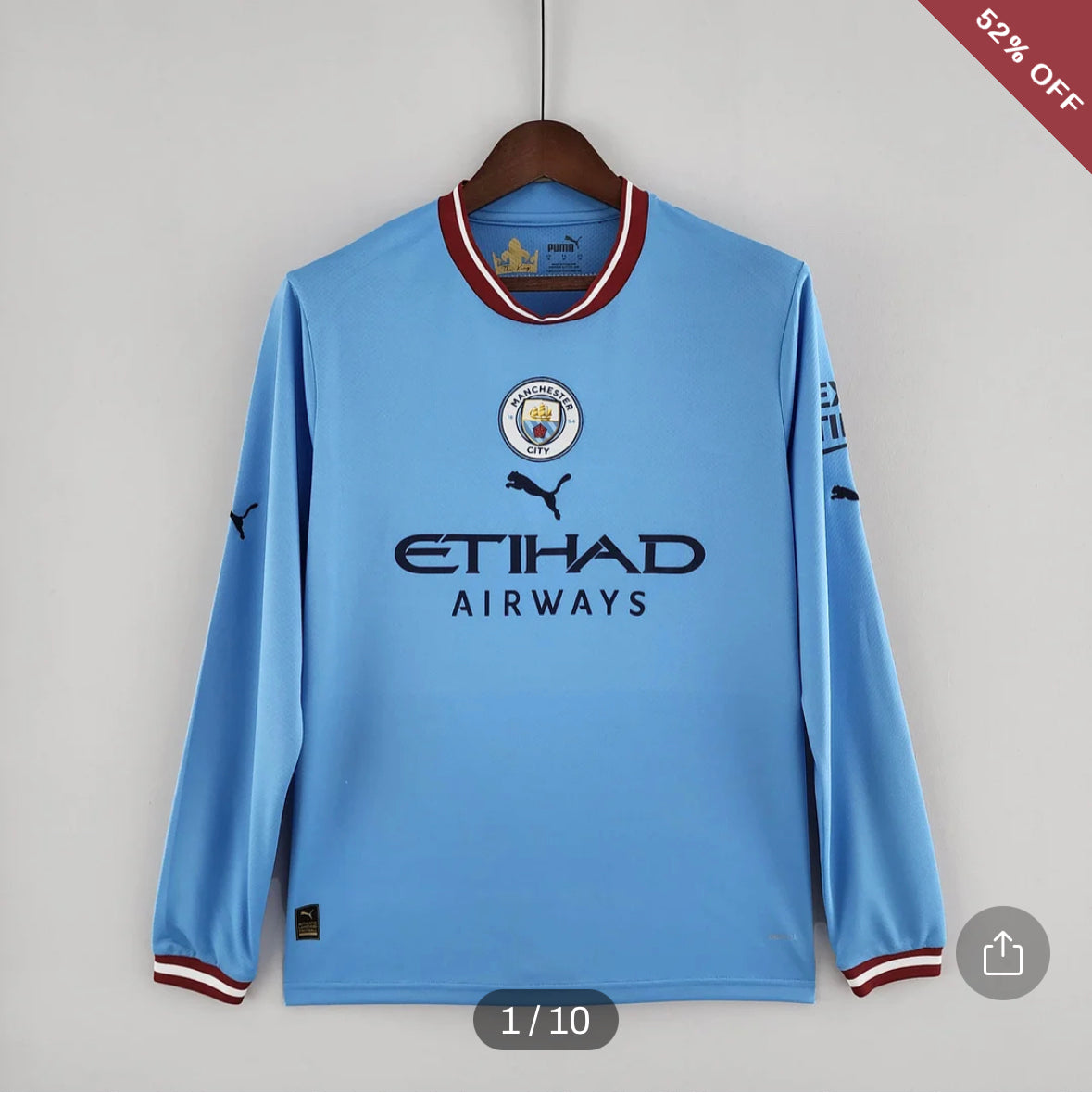 2022/2023 Long Sleeve Manchester City Home Football Shirt